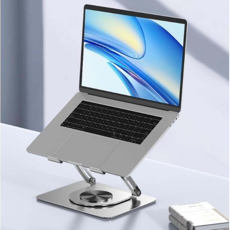Silver Book Stand 360° Rotation Reading Rack Carbon Steel Holder