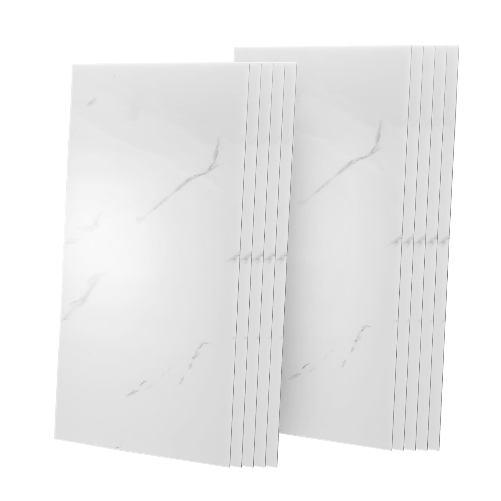 Clickinline Marble Tile Stickers, 10 Pieces 60 x 30cm White Self Adhesive Wall Tiles, Waterproof Marble Wall Stickers, Stick on Tiles for Bathroom Kitchen Splashback Living Room Bedroom