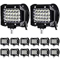 12 Pack LED Pods 72w 14400lm Light LED Bar Flood Spot Combo LED Off Road Lights Boat Lights Driving Lights Fog Lights Waterproof Pods LED Light for Truck ATV UTV SUV Boat (4 Inch)
