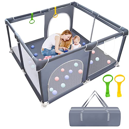 Image of BAIYI Baby Playpen, Baby Playpen for Toddle, Playpen for Babies with Gate Indoor & Outdoor Kids Activity Center with Anti-Slip Base, Sturdy Safety Playpen with Soft Breathable Mesh, Play Yard