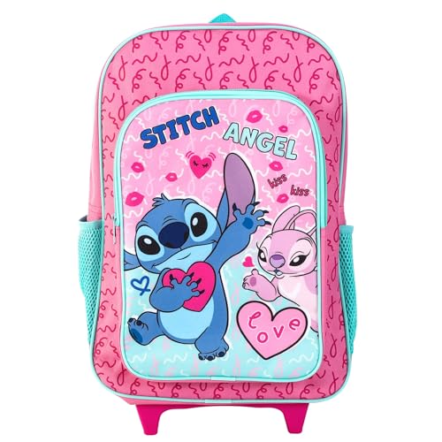 Stitch Deluxe Trolley Backpack Childrens Travel Bag Kids Girls Character Luggage Carrier Suitcase Cabin Bag with Side Mesh Pockets Lilo - Image 3