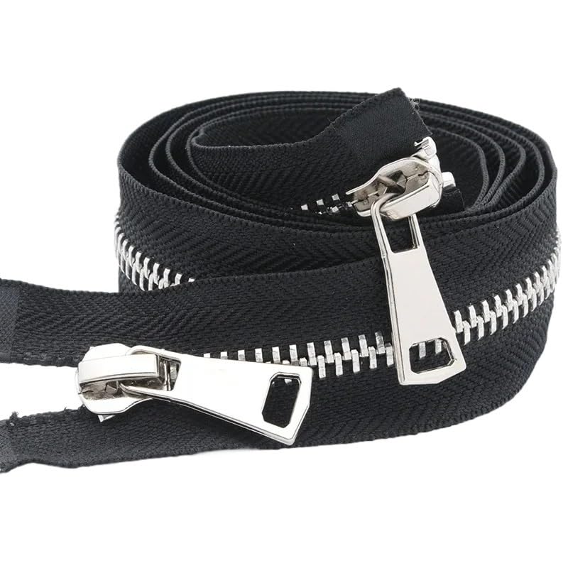 2 piezas 8# extremo abierto | Cremallera metálica de extremo abierto con doble deslizador 2 uds 8#(2PcsNo8-120cm)