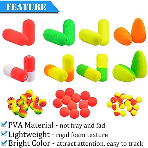 Fishing Foam Floats Beads Kit Pompano Fishing Rigs Floats Fishing Rig Making Kit for Surf Fishing Live Bait Rig Bottom Rig Spinner Making Float for Trout Catfish (75pcs/box) - Image 2