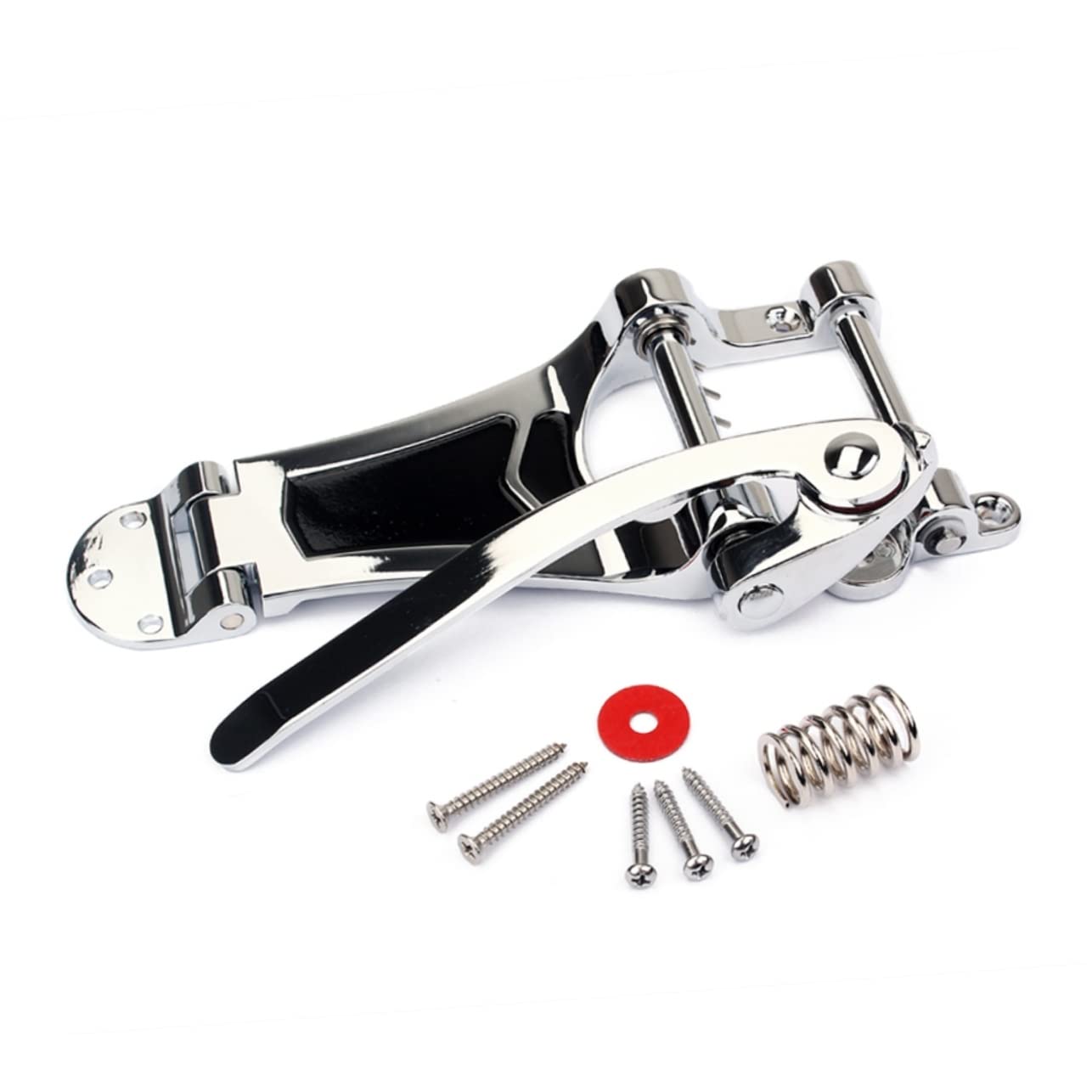 Ponte Tremolo Vibrato per Chitarra Elettrica Argento Ga409 | Set Ricambio Tailpiece, Metallo Ben Lucidato, Superficie Riflettente, Fissaggio Semplice