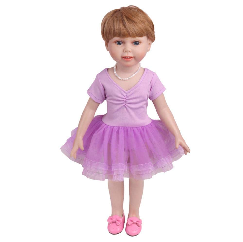 DUORUI Doll Clothes Ballet Dress Outfit Lace for American Girl Doll 18 inch, Purple, 18 pulgadas - Image 2