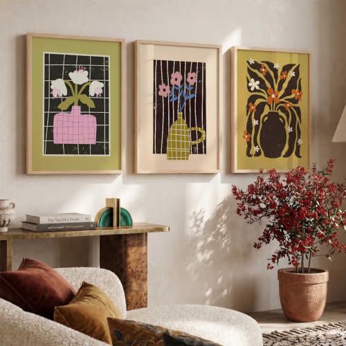 Image of kotart Boho Art Home Decoration Painting | Aesthetic Paintings With Frame For Living Room Bed Room Hotel Wall Decor Digital Reprint Set of 3 (14x20 Inch)