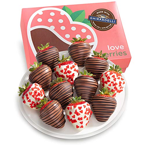 Image of Golden State Fruit Made With Ghirardelli Love Is Sweet Chocolate Covered Strawberries, 12 Count