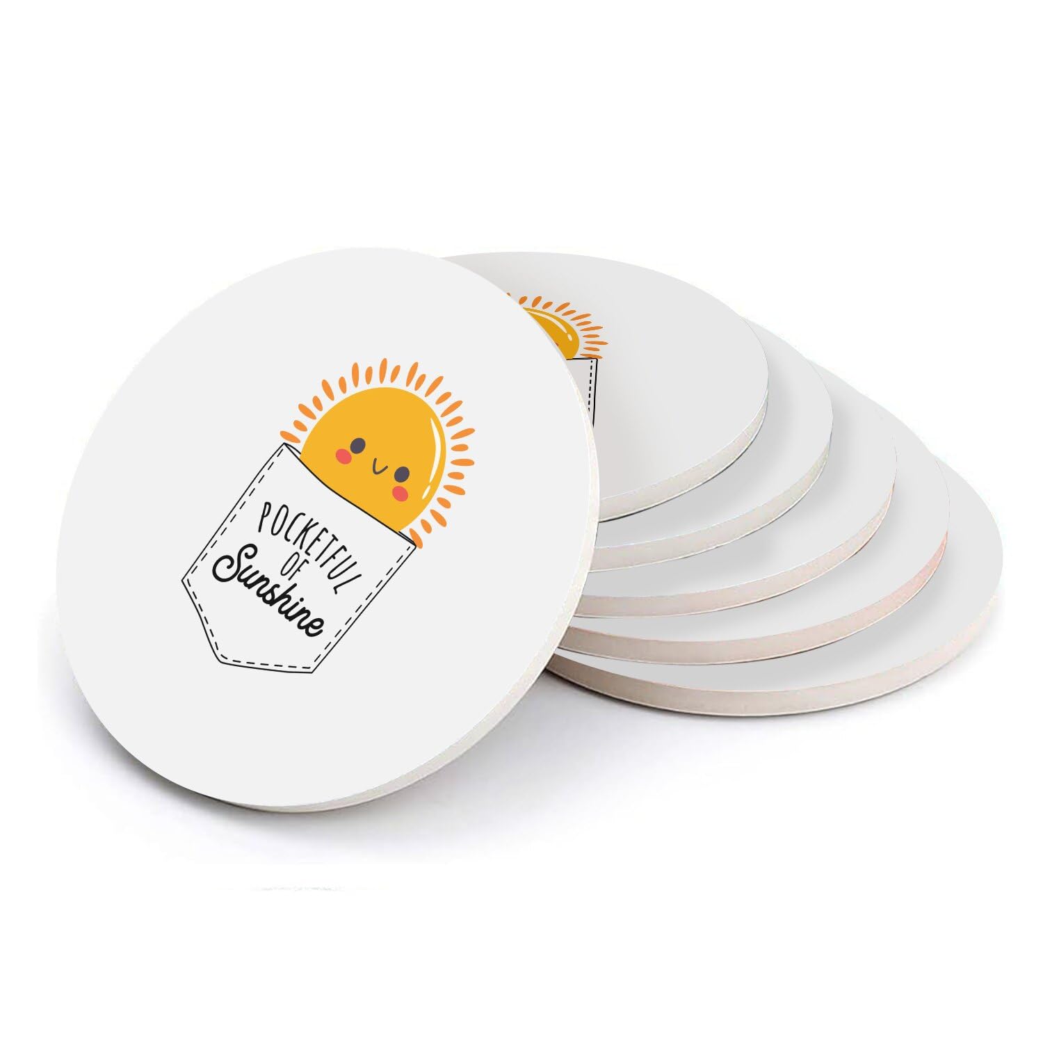 Sous verre ronds en céramique design soleil pour sublimer vos apéritifs en terrasse lot de 6