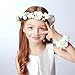 DDazzling Girls Flower Berries Crown Headband Floral Crown with Floral Wrist Band for Wedding Festivals (White)