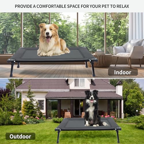 pozico Faltbares Erhöhtes Hundebett – Tragbares Haustierbett mit Metallrahmen, Waschbar & Atmungsaktiv – Ideal für Kleine/Mittelgroße Hunde & Katzen – Für Innen, Außen, Reisen & Camping, S