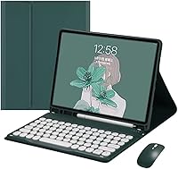 Vista 9 de AnMengXinLing Funda para teclado con combo de ratón para Galaxy Tab S6 Lite de 10.4 pulgadas 2024/2022/2020, teclas redondas, teclado magnético