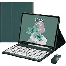Galaxy Tab A8 10.5 Inch 2022 Model SM-X200/X205/X207 Case with Keyboard and Mouse Combo,Circle Keys Detachable Magnet Wireless Bluetooth Keyboard Slim Stand Cover with S Pen Holder Teal