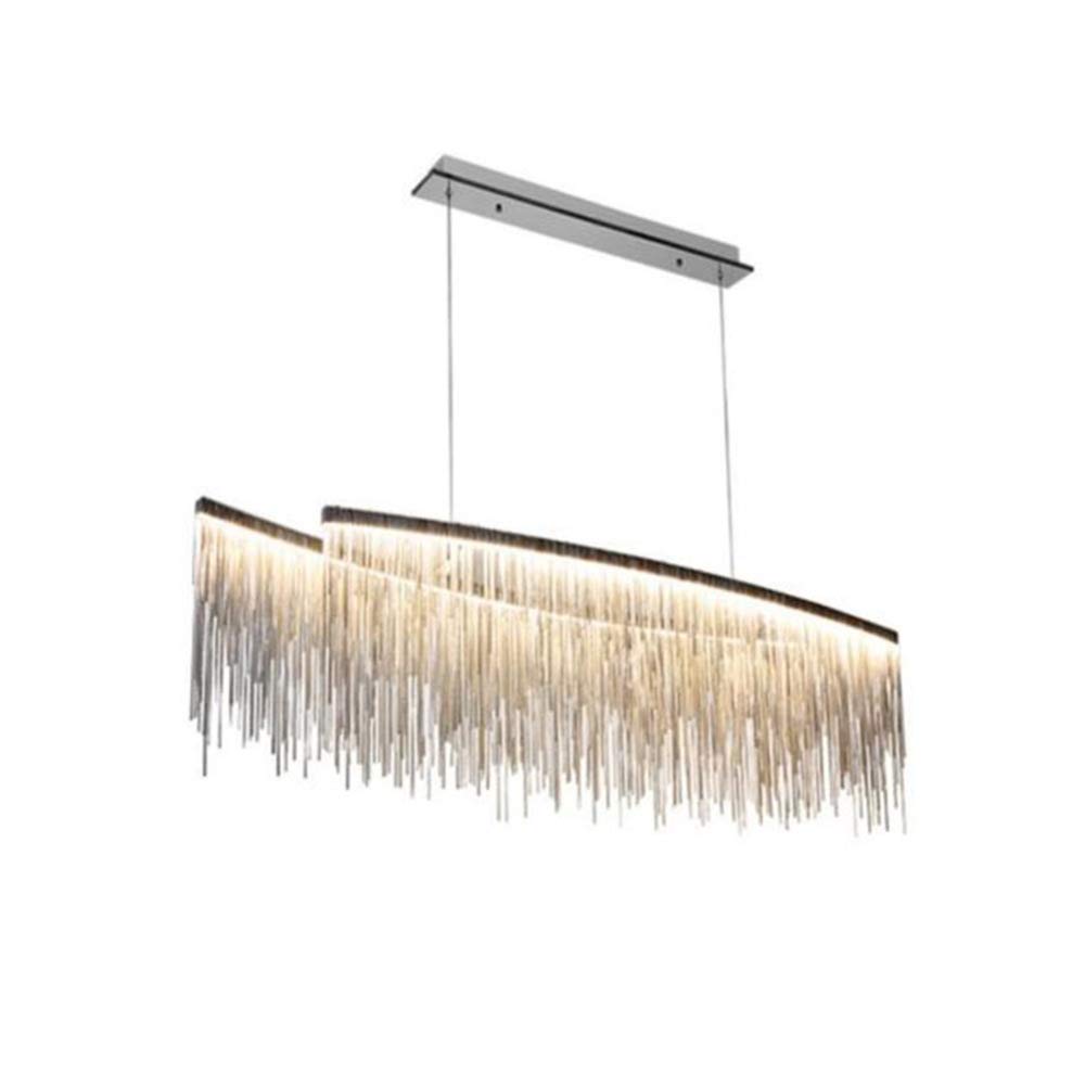 KXEcoLife Modern Tassel Chandelier Pendant Light - Luxury Chrome Ceiling Fixture for Living Room Dining Hotel & Store 100cm Linear Design with Neutral