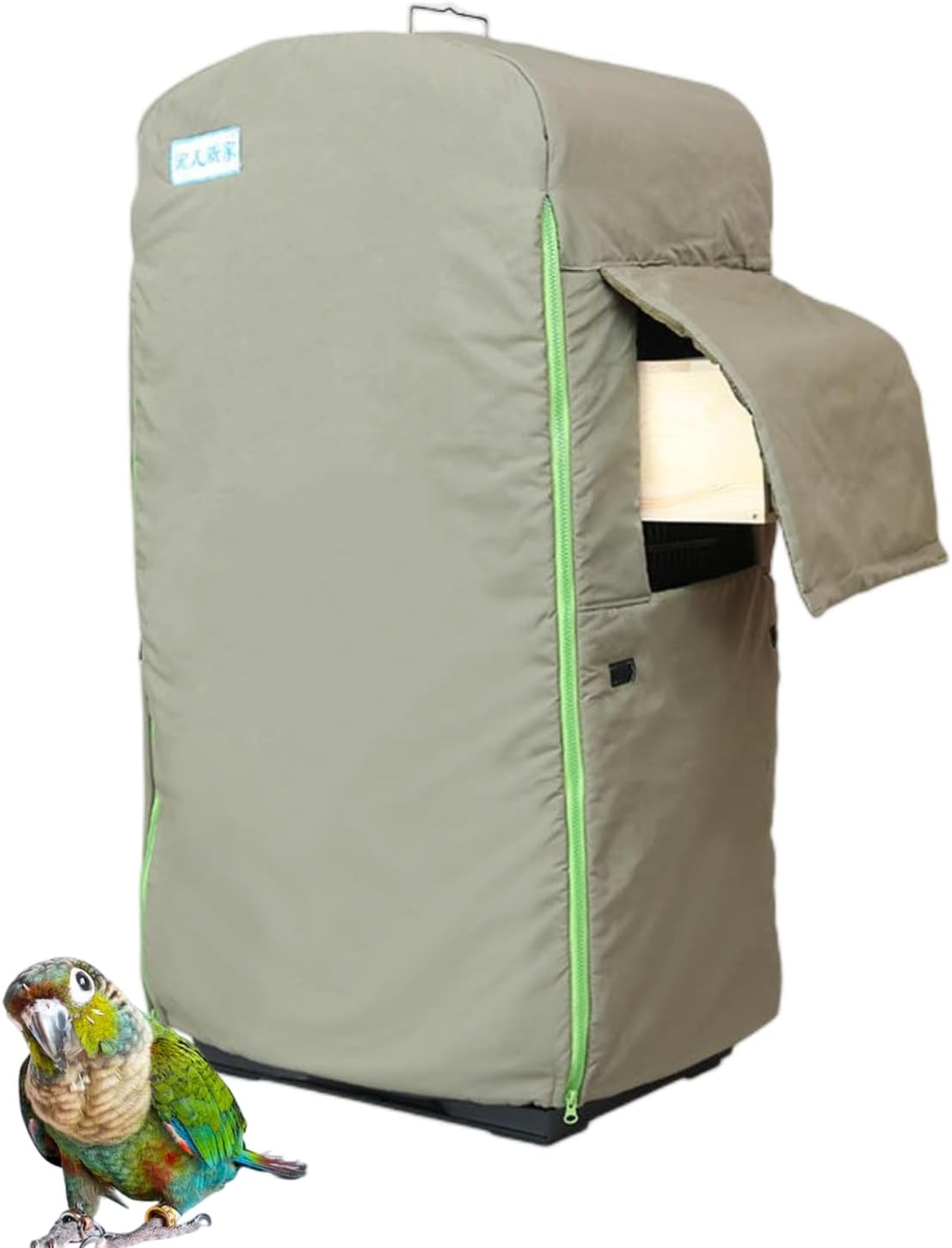 MANON ROSA Bird Cage Cover with Breeding Box Opening - Premium Thickened Protection for Parakeets African Grey Parrots Cockatiels Canaries Finches Lovebirds (Thickened Version-Green)