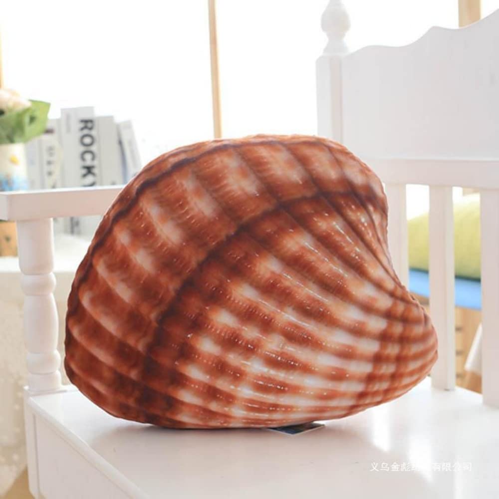 Coussin Décoratif 3D En Forme De Coquillage - Velours Doux - Décoration Plage Et Mer - Pour Canapé Ou Lit - 35.6 X 28 Cm (Blanc) - 9