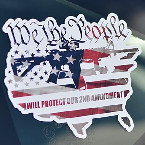 Byzee We The People American Flag Vehicle or Laptop Decal | 2nd Amendment AR-15 Gun Rights Vinyl Sticker for Car or Truck Window | Patriotic Gift USA Cover