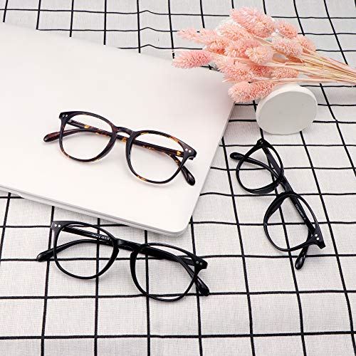 Image of Blue Light Blocking Glasses 3 Pack Square Frame Computer Gaming Reading Glasses Men Women Anti Eyestrain