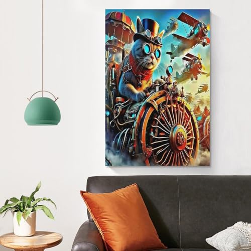 Décoration murale avion steampunk peinture grand format pour chambre