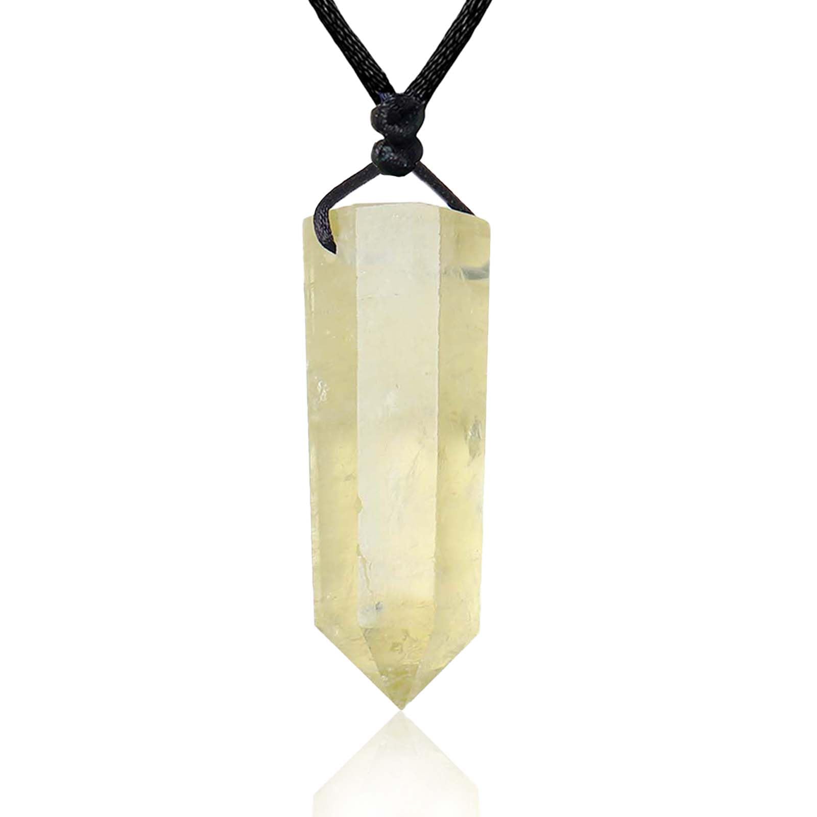Runyangshi Healing Crystal Pendants, Single Pointed Natural Crystal Quartz Necklace 6 Faceted Chakra Crystal Wand Stone Reiki Energy