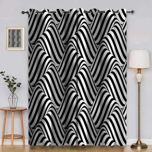 Genérico Cortinas Salon Abstracto Cortina Ventana LíNea Cortinas Termicas Aislantes Frio y Calor con Ojales Cortina Opaca Infantil 2 Piezas x 117 x 160cm(An x Al) R1567