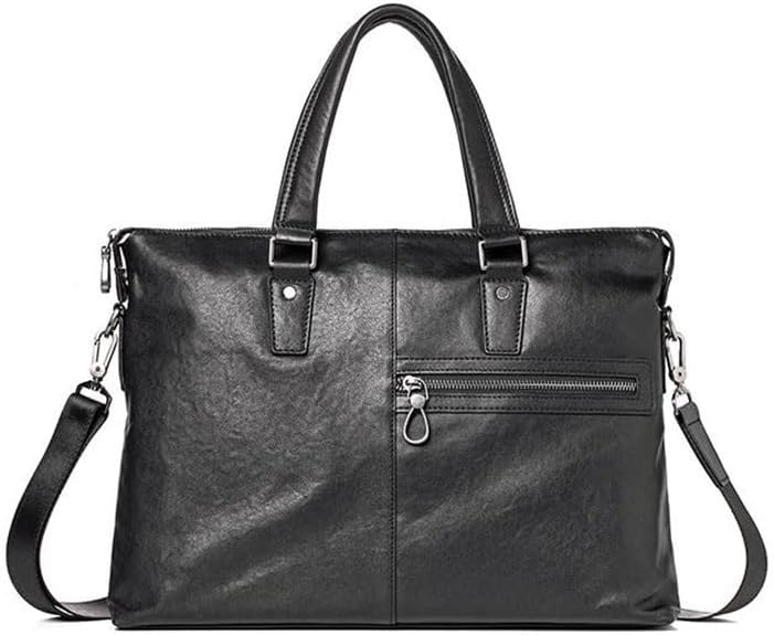 Vegetable Tanned Leather Waterproof Handbag Compartment Shoulder Bag Briefcase for Men
