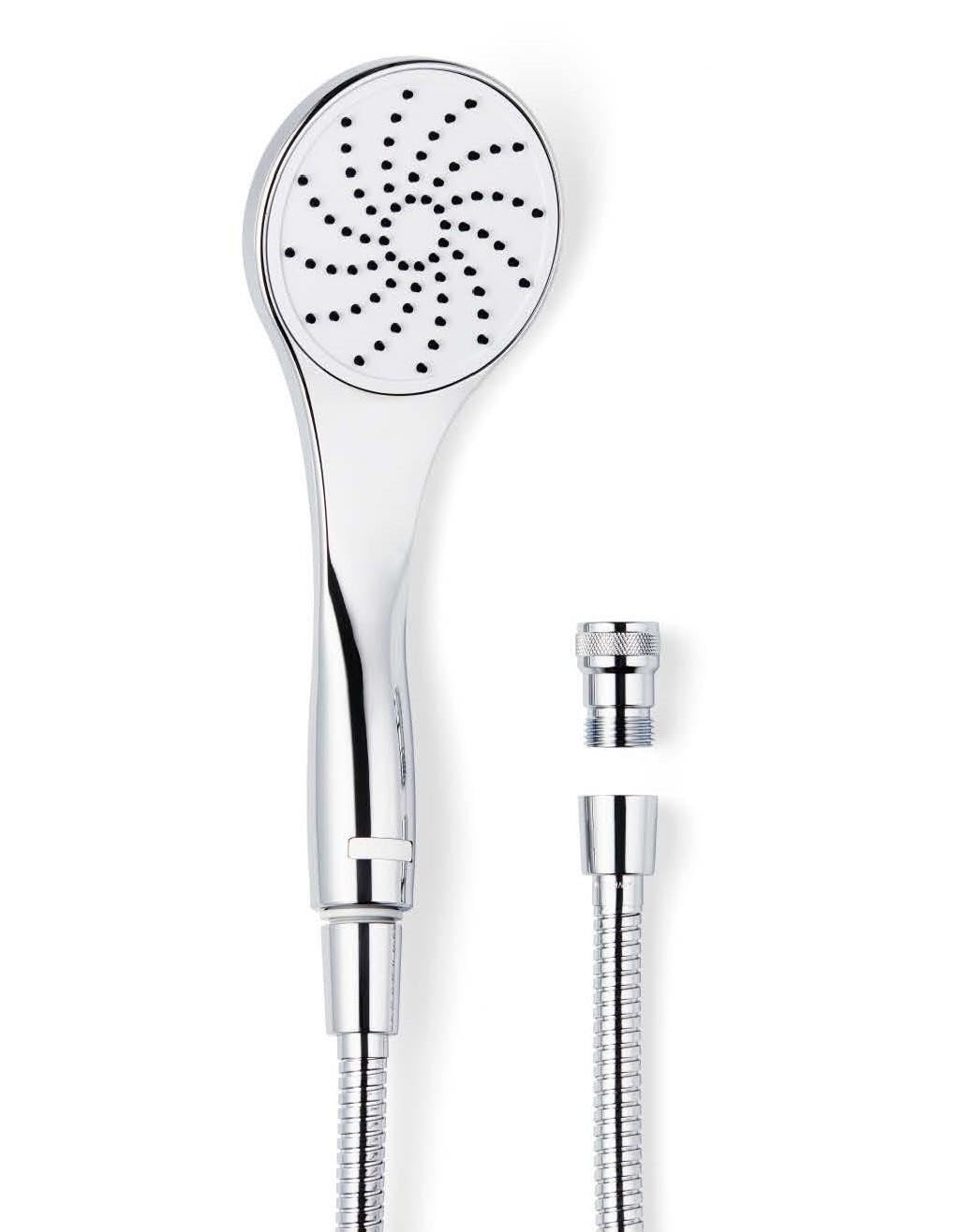Preval® Juego de ducha, sistema de ducha, ahorro de agua, ducha plateada Preval® válvula de ducha incluye manguera de ducha de acero inoxidable y alcachofa de mano SlimLine, aspecto blanco cromado