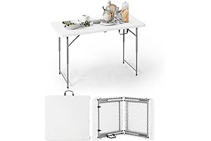 Caphaus Folding Table, 42" Wide, Heavy Duty Plastic Table for Work or Play