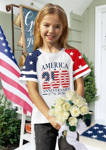Image of Ithalt Boys Girls USA Shirts Kids 4th of July Shirts American Flag Tshirt Patriotic Top Independence Day Outfit 5-13y