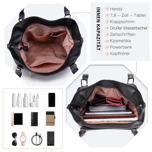 Miss Lulu Handtasche Damen groß Shopper Tasche Tote Bag Henkeltasche Weichen PU Leder mittelgross Umhängetasche