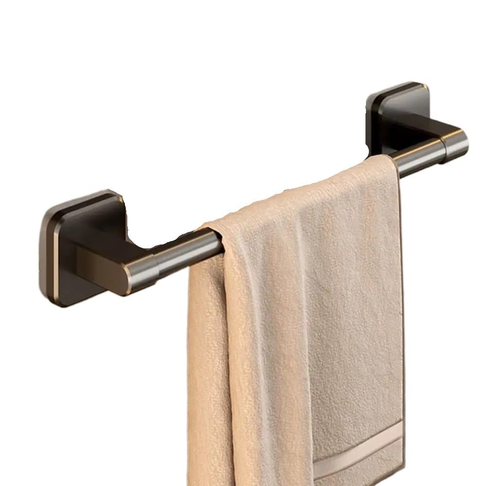Towel Rail Aluminum Alloy Towel Holder Durable No Drilling Self-adhesive Bathroom Shelves Organizer Household(Black-30cm)