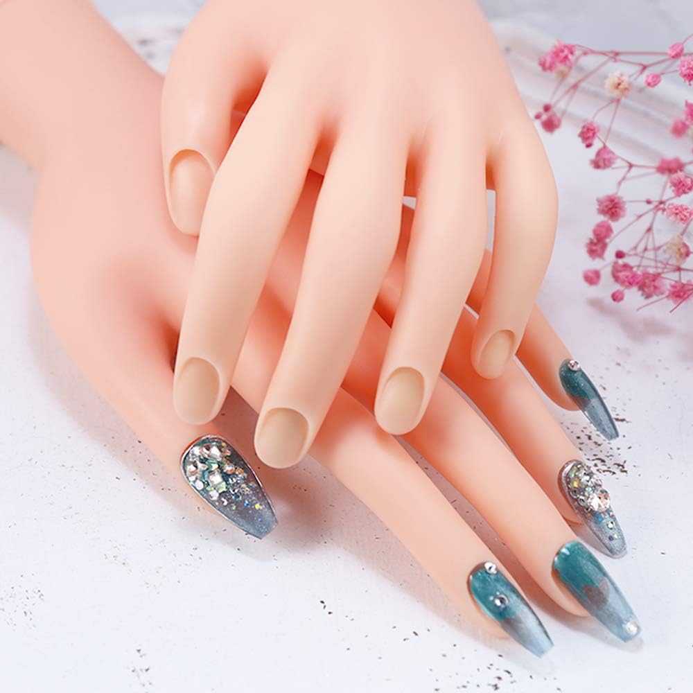 Practice Hand for Acrylic Nails, Fake Hand for Nails Practice, Flexible Movable Fake Hand Manicure Practice Tool, Nail Art Training Practice - Alhinna Aqsa-image-43
