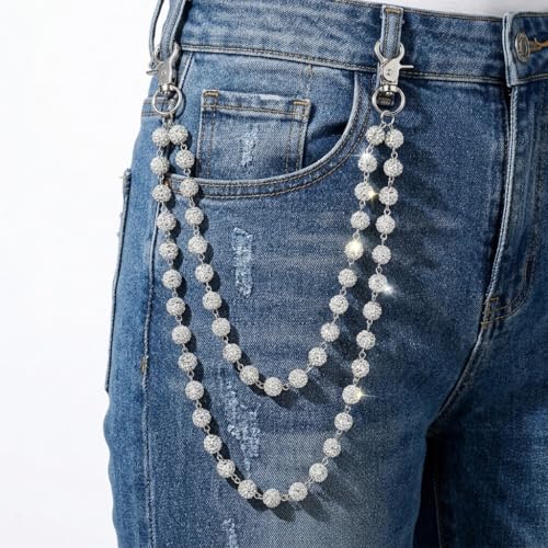 Image of GUSTAVE Layered Pants Chain for Men Punk Gothic Silver Jean Belt Trousers Chains Harajuku Street Wallet Pocket Keychains Waist Pocket Cool Hip Hop Rock Biker Goth Body Accessories
