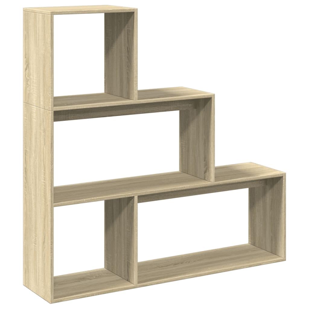 Regał na książki, 3 poziomy, dąb sonoma, 123 x 29 x 123 cm, materiał drewnopochodny, uniwersalny organizer Cube na książki, dekoracje i przechowywanie w salonie