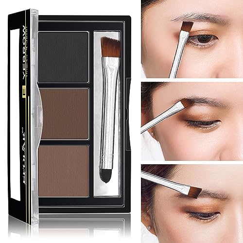 Eyebrow Palette - Three-Color Eyebrow Kit - Waterproof, Long Lasting - Naturally-Looking Brows All Day, dark brown, 1 g (Pack of 1) - Image 2
