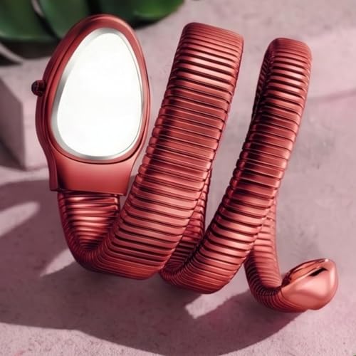 Image of Serpentine Snake Watch for Woman with Spiral Bracelet, Dial Watch for Woman with Quartz, Stylish Analog Waterproof Serpenti Watches Women