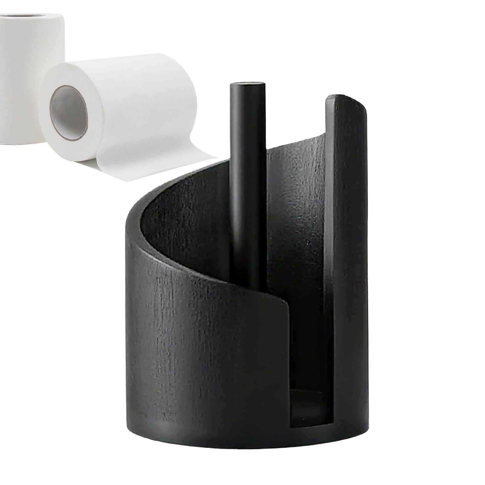 Soporte de madera para toallas de papel de encimera con base estable de bambú natural para mesa