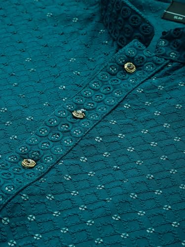Image of Amazon Brand - Tavasya Men Rayon Blend Embroided Regular Kurta
