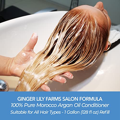 Ginger Lily Farms Salon Formula 100% Pure Morocco Argan Oil Conditioner For All Hair Types, 100% Vegan & Cruelty-Free, 1 Gallon (128 Fl Oz) Refill #TOP3