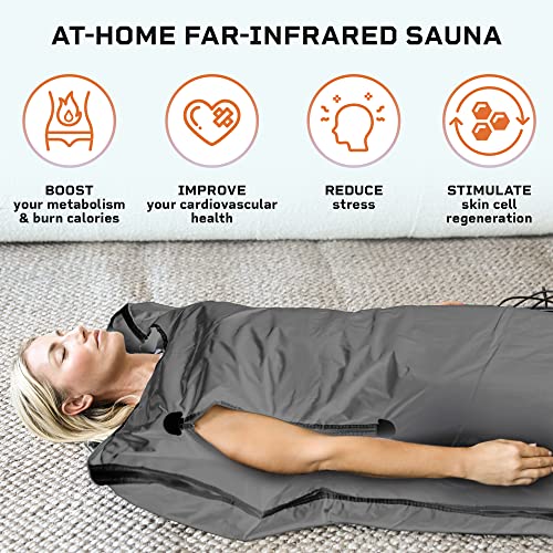 LifePro Sauna Blanket for Detoxification - Portable Far Infrared Sauna for Home Detox Calm Your Body and Mind (Large Grey) - Image 3