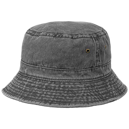Preisvergleich Produktbild Lipodo Washed Bucket Fischerhut Stoffhut Baumwollhut Sonnenhut Anglerhut Damen / Herren - Frühling-Sommer - XL (61-62 cm) schwarz
