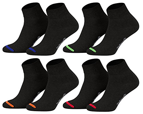 Tobeni 8 Pares Mujer Hombre Calcetines Cortos sin Goma Unisex Negro Punta de Color Tamano 39-42 Cover