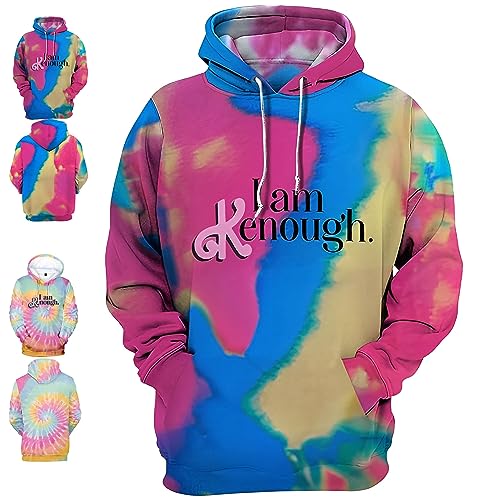 WEYSHHT I Am Ken Enough Hoodie Ich Bin Kenough Hoodie 3D Rendering Gedruckt Plus Size Hoodie Unisex Color Block Pullover Long Sleeve Sweatshirts and Hoodie for Movie Fans