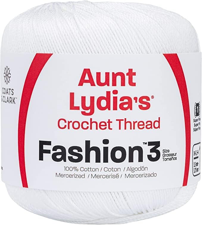 Miniatura 2 de Aunt Lydia Fashion Crochet blanco  3 unidades de 150y449.5 ft  Algodón  Calibre 3  Crochet