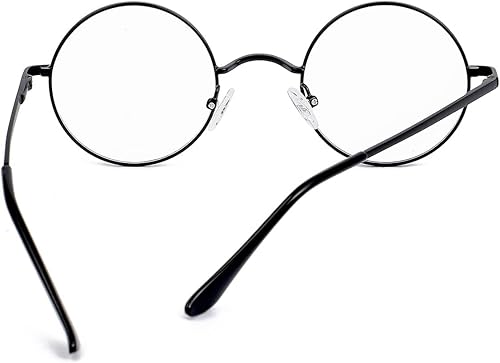 Miniatura 5 de Eylrim Gafas redondas con bloqueo de luz azul para mujeres y hombres, lentes circulares transparentes con marco de metal, sin receta