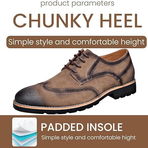 Men's Brogue Wingtip Retro Oxfords Classic Leather Lace Up Cap Toe Block Heel Business Formal Dress Shoes for Wedding Party Work Shoes3