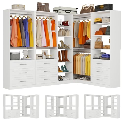 Modular Corner Closet System with Drawers & Shelves