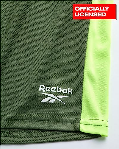 Reebok Boys' Active Shorts Set - 2 Piece Performance T-Shirt And Basketball Gym Shorts (8-12), Size 10, Classic White/Moss Green #TOP4
