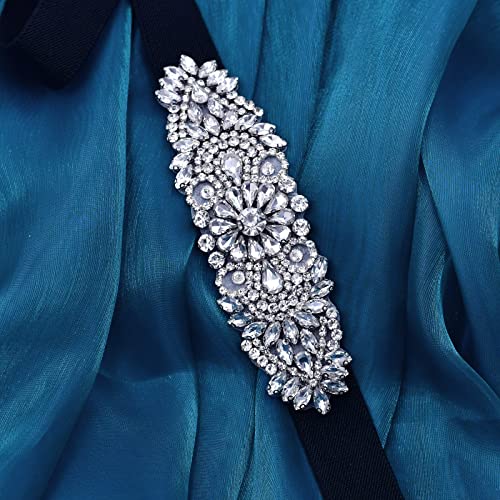 TRiXY Women's Rhinestone Stretchy Dress Belts，for Women Interlocking Stretch Belt ， Shiny Party Belt Elastic Waist Belt Black Free Size4