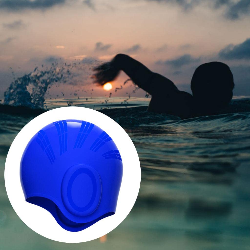 ubersweet Ubersweet® Ear Protection Long Hair Swim Hat High Elasticity Swimming Hats Dark Blue-picture-13