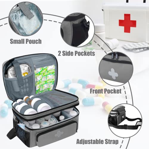 Image of GDNasist Medicine Storage Bag, Medical Bag Pill Bottle Organizer Empty
